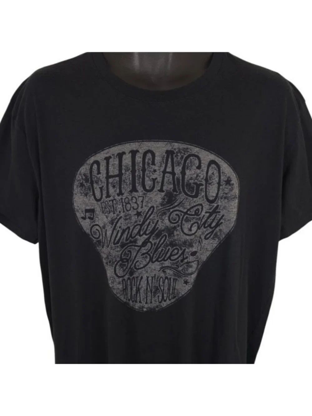 Chicago T Shirt Mens Size XL Black Windy City Blues Rock N Soul Travel Tee